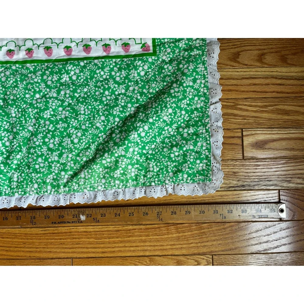 Vintage 80s Strawberry Shortcake Baby Crib Quilt Eyelet Lace 43x33 Retro